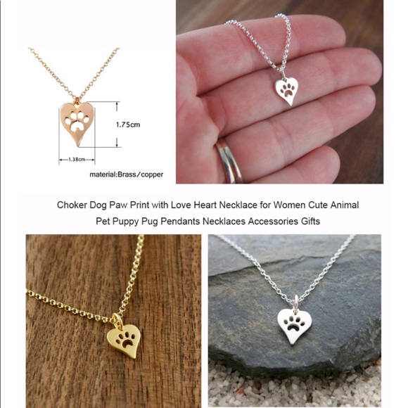 GOLD PAW Heart NECKLACE GIFT - Picture 2 of 3